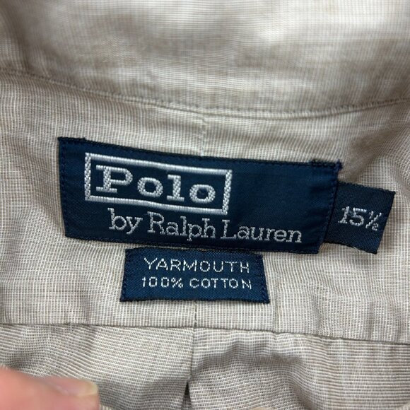 Polo by Ralph Lauren Button Down Shirt Men Size 15.5 Yarmouth Brown Preppy - Picture 4 of 7